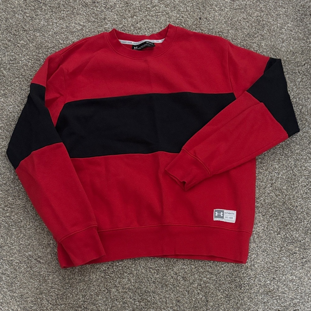 Under Armour Red and Black Crewneck Top